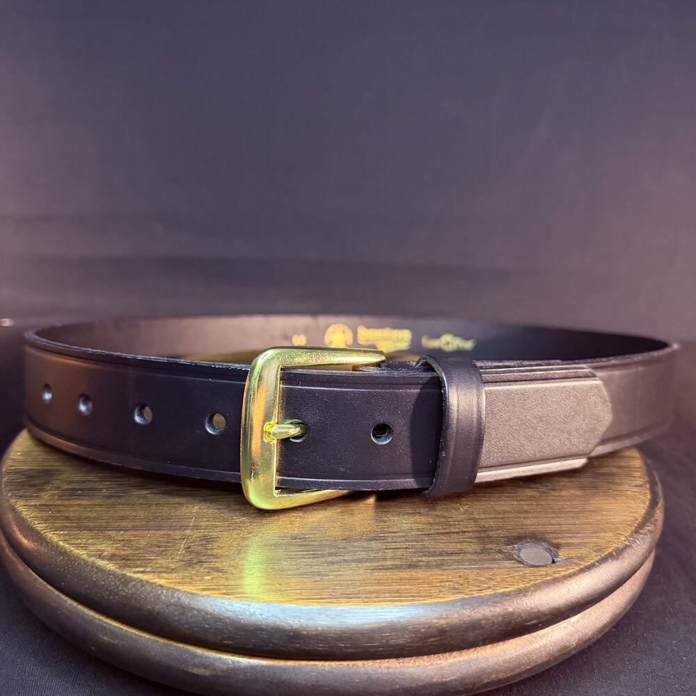Boston Leather Uniform Work Belt Size 36" Lawpro Plain Black Brass Buckle